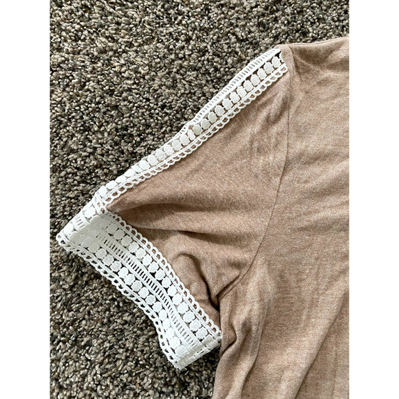 Misia Women's Tan Top with White Lace detail - Small - Picture 3 of 4